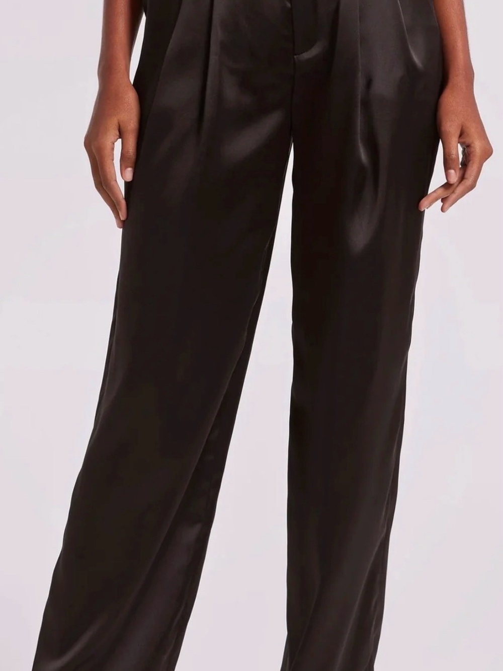 Generation Love Keaton Black Satin Wide-Leg Pants